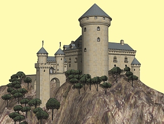 古堡建筑草图大师模型下载、古堡建筑su模型下载