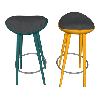 现代吧椅草图大师模型，固定椅子su模型下载