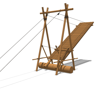 吊桥草图大师模型设计下载，sketchup吊桥su模型分享