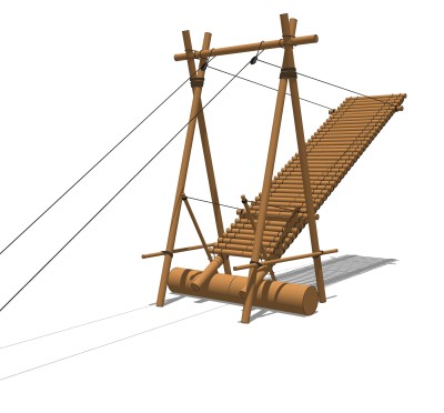 吊桥草图大师模型设计下载，sketchup吊桥su模型分享