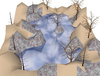 <em>自然地形</em>草图大师模型，地形SKP模型下载