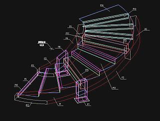 某行政服务中心钢结构旋转楼梯CAD施工图，政服务中心钢结构旋转楼梯设计图纸下载