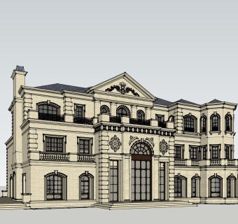 欧式别墅su模型下载、欧式别墅草图大师模型下载