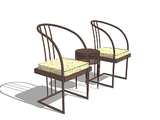 <em>新中式</em>休闲桌椅免费su模型，休闲桌椅sketchup模型下载