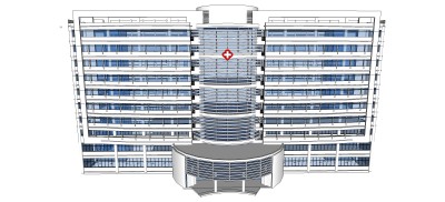 现代医院草图大师模型，医院su模型下载