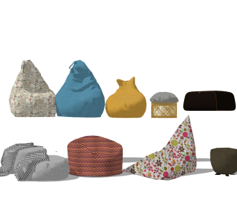 现代懒人沙发组合su模型，懒人沙发组合sketchup模型下载