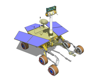 现代月球车太空车su模型，月球车草图大师模型下载