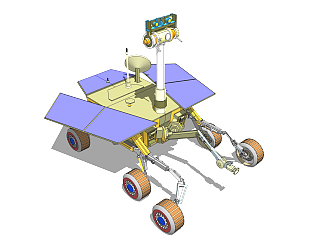 现代月球车太空车su模型，月球车草图大师模型下载