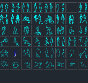 人物姿势动作CAD图库,图库CAD建筑图纸下载