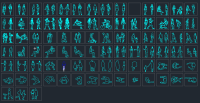 人物姿势动作CAD图库,图库CAD建筑图纸下载