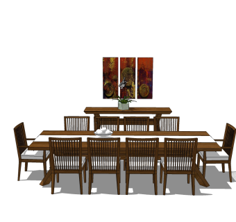 现代餐桌椅免费su模型，餐桌椅skp模型下载