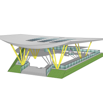 现代雨棚草图大师模型，雨棚su模型下载