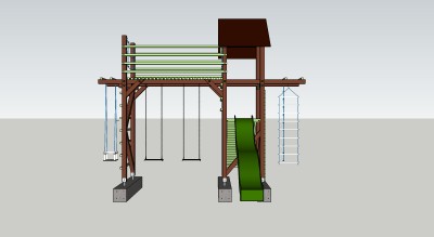 现代儿童滑梯草图大师模型，滑梯sketchup模型