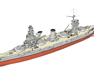 俄国甘<em>古</em>特级马拉号战列舰sketchup模型，战舰skp模型...