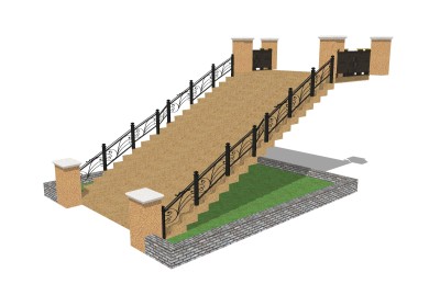 欧式单跑楼梯草图大师模型，单跑楼梯sketchup模型免费下载