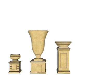 欧式花钵组合免费su模型下载、欧式花钵组合草图大师模型下载