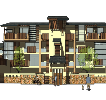现代别墅外观草图大师模型，别墅外观sketchup模型免费下载