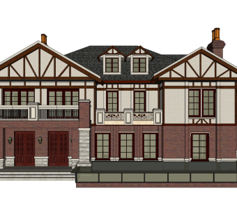 欧式别墅SU模型，别墅SKP模型下载