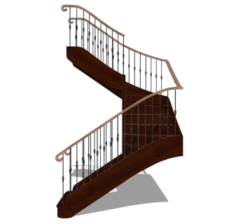 现代三跑楼梯草图大师模型，三跑楼梯sketchup模型免费下载