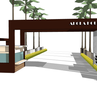 现代岗亭SU模型，岗亭SKB文件下载