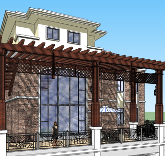 欧式独栋别墅su模型免费下载，sketchup别墅草图大师模型