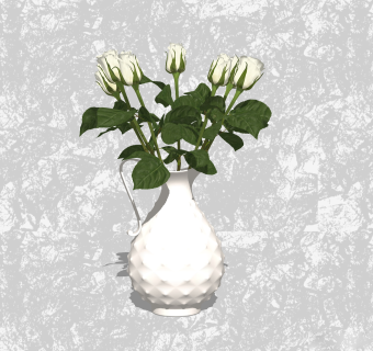 玫瑰插花草图大师模型，花艺花瓶sketchup模型下载