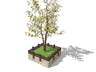 现代<em>方形</em>树池skp文件下载，景观树池sketchup模型