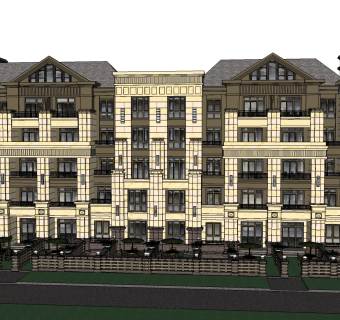 欧式住宅楼草图大师模型，住宅楼skp文件下载