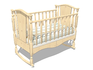 新中式<em>婴儿床</em>草图大师模型，<em>婴儿床</em>skp模型下载