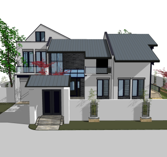 现代风格别墅草图大师模型下载，别墅SKP模型下载