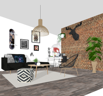 北欧沙发组合免费su模型，沙发组合skp模型下载