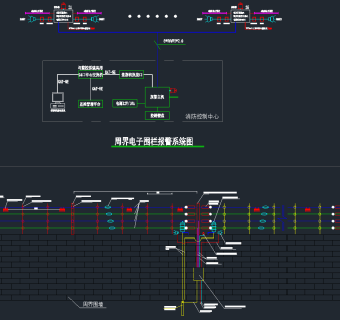 电子围栏报警系统图CAD大样图，电子围栏报警系统CAD施工图纸下载