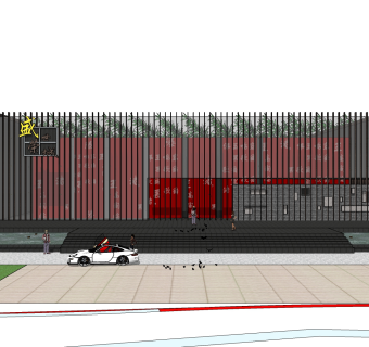 现代售楼处建筑方案草图大师模型，售楼部建筑sketchup模型免费下载