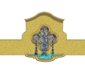 中式景观墙SU模型下载，景观墙skb模型分享