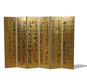 中式隔断屏风草图大师模型，隔断屏风sketchup模型下载