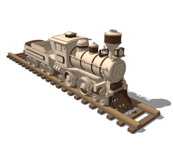 现代小火车玩具草图大师模型，玩具su模型下载