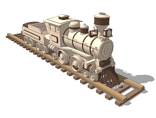 现代小火车玩具草图大师模型，玩具su模型下载