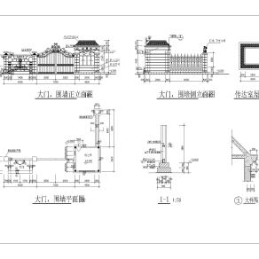 大门围墙cad施工图