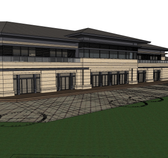 中式售楼处skb模型分享，售楼中心SU模型下载