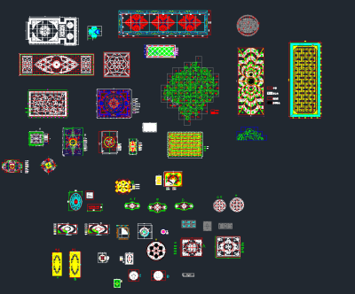精心拼花图案大全CAD图库，拼花CAD图纸下载