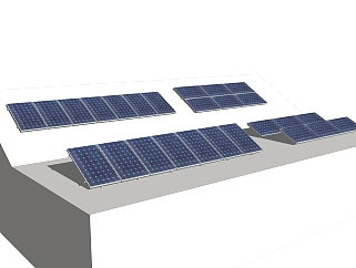 现代太阳能电池板草图大师模型，太阳能电池板skp文件下载