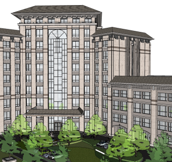 现代酒店草图大师模型下载、现代酒店su模型下载