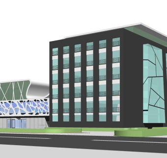 现代办公楼草图大师模型，办公楼sketchup模型免费下载