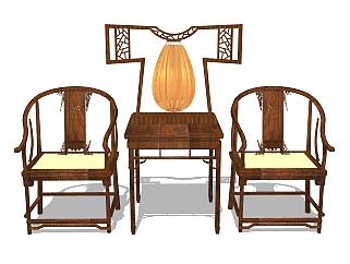 中式实木圈椅草图大师模型，圈椅sketchup模型下载