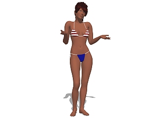 3D真人su模型下载，泳装人物草图大师模型