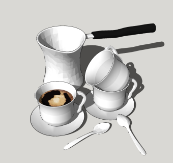 现代简约杯子组合草图大师模型，杯子sketchup模型下载