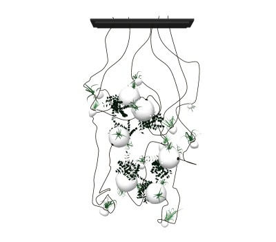 花艺吊灯草图大师模型，创意绿植吊灯效果图su模型下载