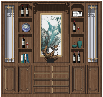 精品中式酒柜sketchup模型集下载
