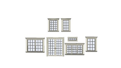 现代窗户草图大师模型，窗户sketchup模型下载