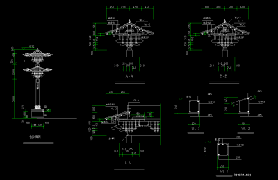 牌坊CAD施工图，牌坊CAD建筑图纸下载